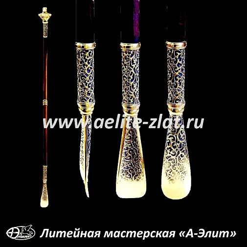 Бронзовая ложка для обуви орел генерал длинная