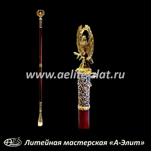 Бронзовая ложка для обуви птица феникс длинная