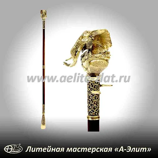 Бронзовая ложка для обуви слон длинная