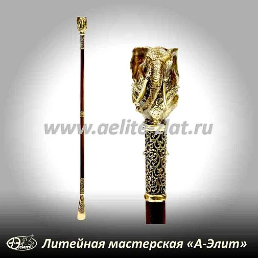 Бронзовая ложка для обуви слон длинная
