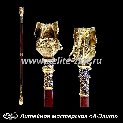 Бронзовая ложка для обуви слон длинная