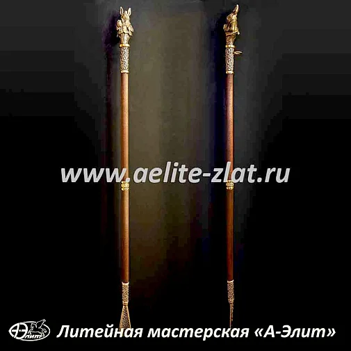 Бронзовая ложка для обуви кролик с часами длинная