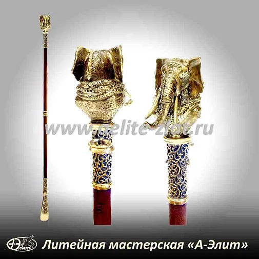Бронзовая ложка для обуви слон длинная