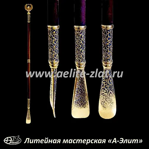 Бронзовая ложка для обуви птица феникс длинная