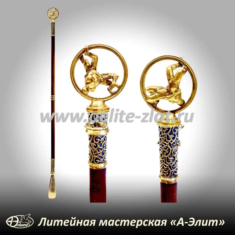 Бронзовая ложка для обуви борцы длинная