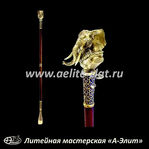 Бронзовая ложка для обуви слон длинная