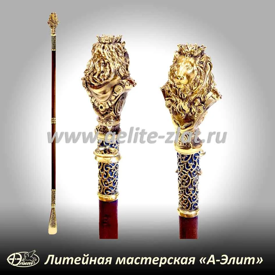 Бронзовая ложка для обуви лев король длинная