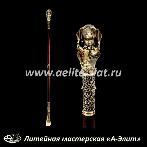 Бронзовая ложка для обуви такса длинная