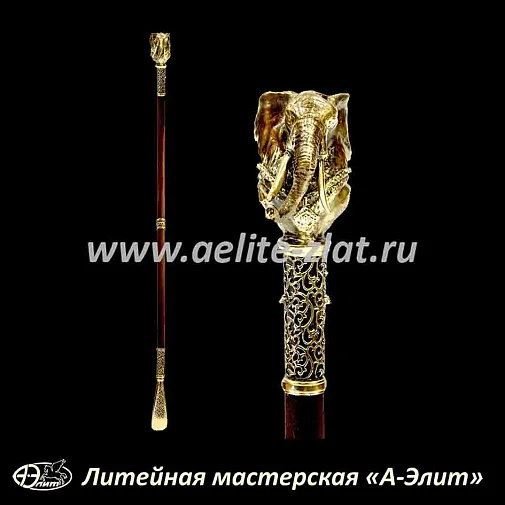 Бронзовая ложка для обуви слон длинная