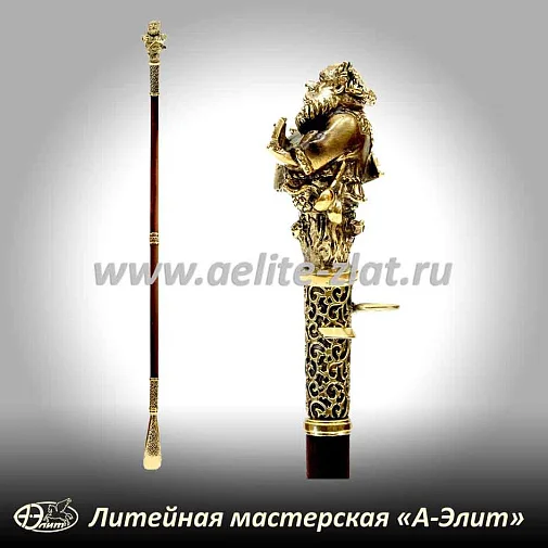 Бронзовая ложка для обуви веселый домовой длинная