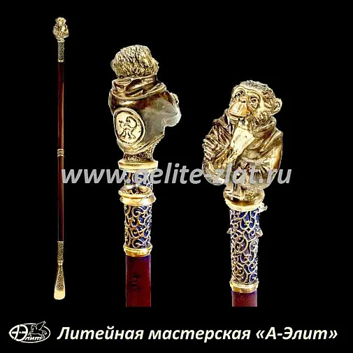 Бронзовая ложка для обуви обезьяна длинная