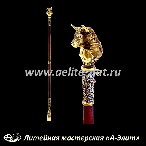 Бронзовая ложка для обуви бык чемпион длинная