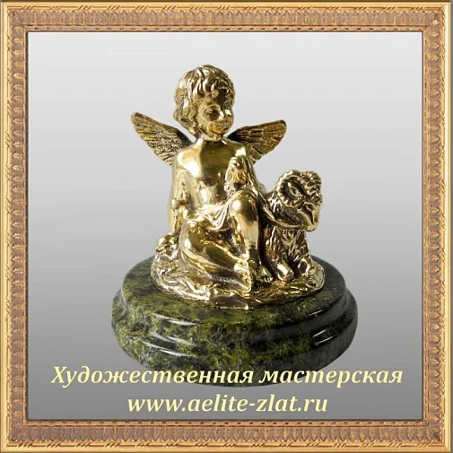 Бронзовые часы с ангелом и козленком
