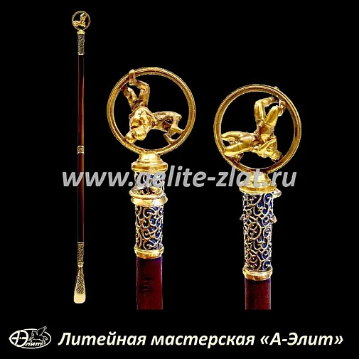 Бронзовая ложка для обуви борцы длинная