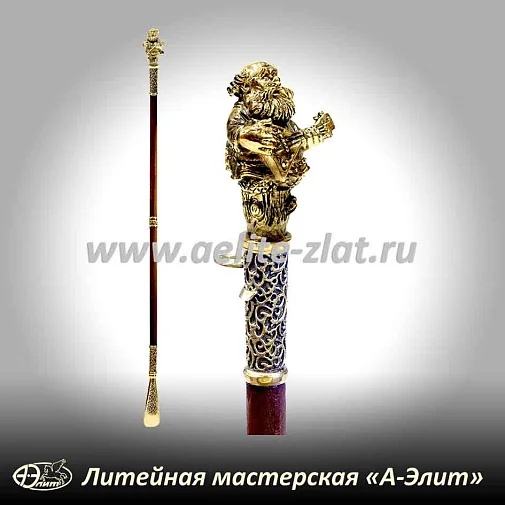 Бронзовая ложка для обуви веселый домовой длинная