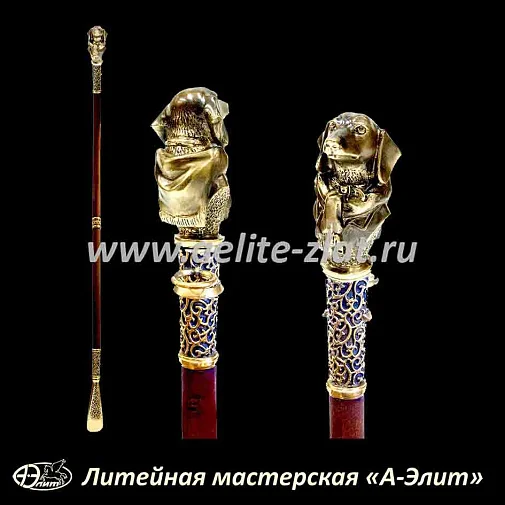 Бронзовая ложка для обуви такса длинная