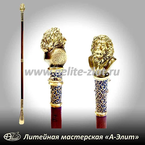 Бронзовая ложка для обуви лев джентельмен длинная