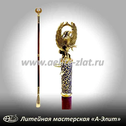 Бронзовая ложка для обуви птица феникс длинная