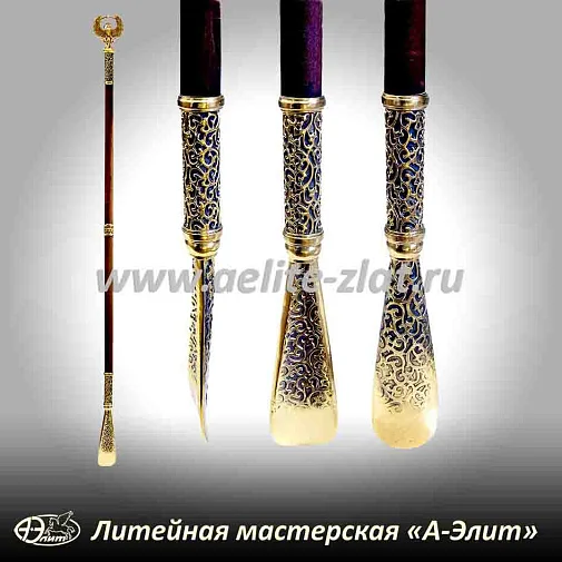 Бронзовая ложка для обуви птица феникс длинная