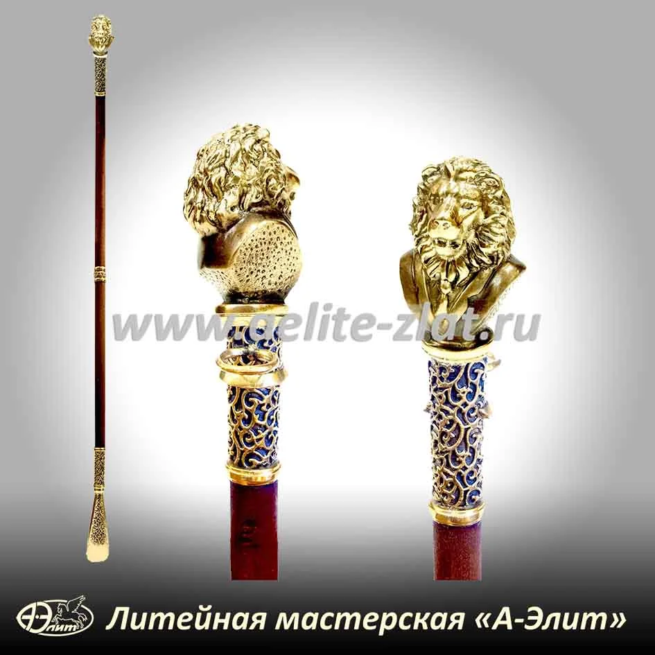 Бронзовая ложка для обуви лев джентельмен длинная