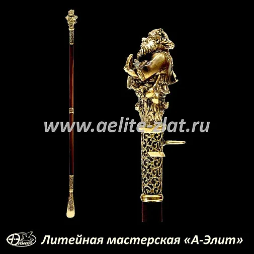 Бронзовая ложка для обуви веселый домовой длинная