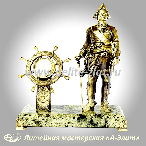 Бронзовые часы Петр I