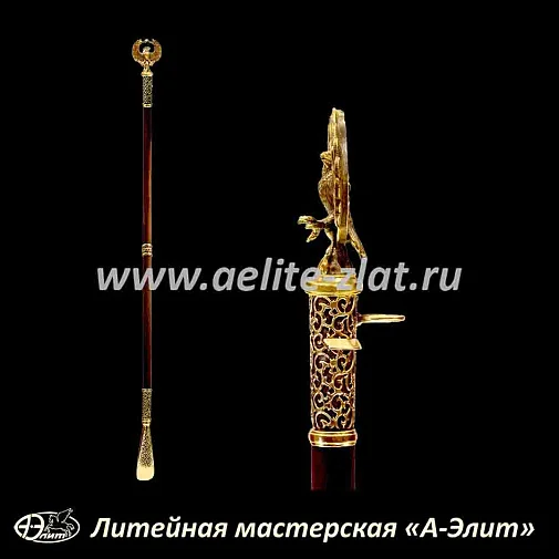 Бронзовая ложка для обуви птица феникс длинная