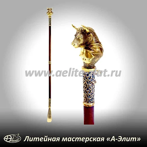 Бронзовая ложка для обуви бык чемпион длинная