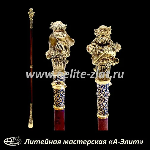 Бронзовая ложка для обуви веселый домовой длинная