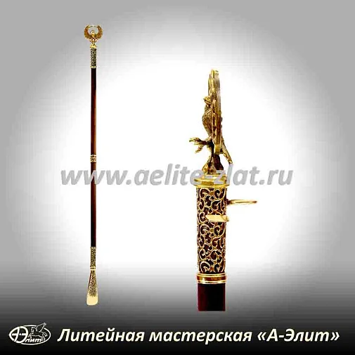 Бронзовая ложка для обуви птица феникс длинная