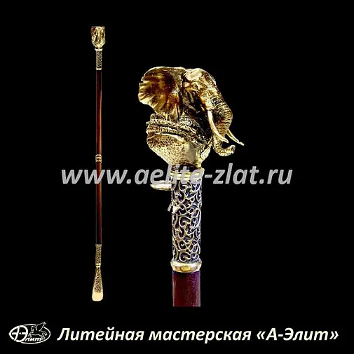 Бронзовая ложка для обуви слон длинная