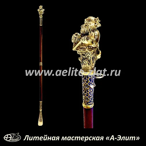 Бронзовая ложка для обуви веселый домовой длинная