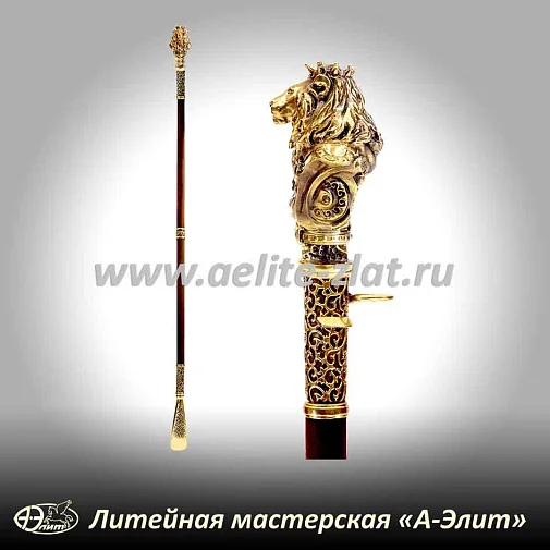 Бронзовая ложка для обуви лев король длинная