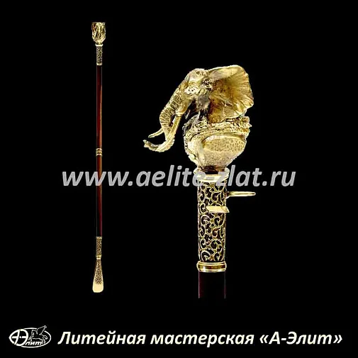 Бронзовая ложка для обуви слон длинная