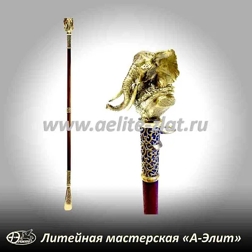 Бронзовая ложка для обуви слон длинная