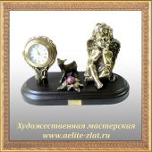 Бронзовые часы с ангелами Часы Ангел с козленком
