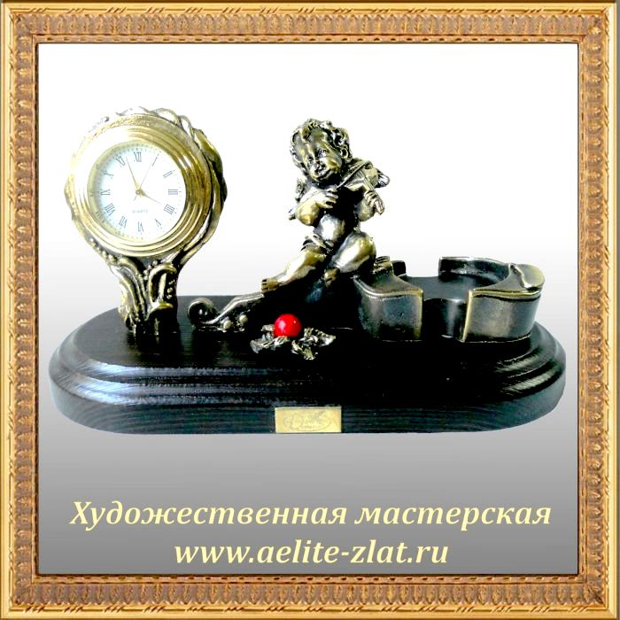 Часы Ангел со скрипкой и цветком