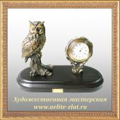 Бронзовые часы с животными и птицами Часы Сова на ветке малая
