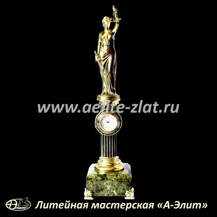 Бронзовые часы Фемида на колонне.. Бронзовые часы Фемида на колонне.