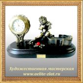 Бронзовые часы с ангелами Часы Ангел со скрипкой и цветком