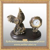 Бронзовые часы с животными и птицами Часы Петух
