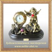 Бронзовые часы с ангелами Часы Ангел с яблоком и козленком