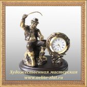 Бронзовые часы с охотниками и рыбаками Часы Рыбак 
