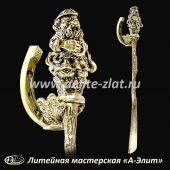  Бронзовая ложка для обуви Домовой с на сундуке с бубликами