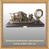 Бронзовые часы с животными и птицами Часы Кабан