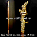 Бронзовая ложка для обуви кролик с часами длинная