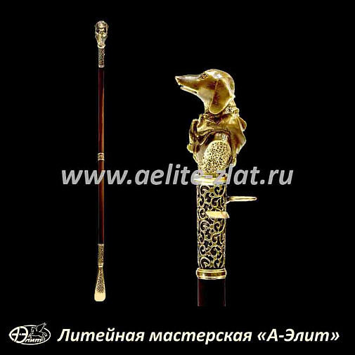 Бронзовая ложка для обуви такса длинная