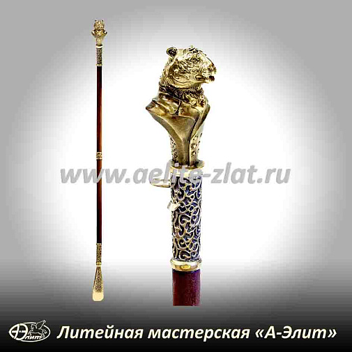 Бронзовая ложка для обуви тигр длинная