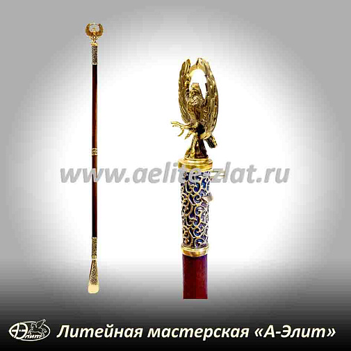Бронзовая ложка для обуви птица феникс длинная