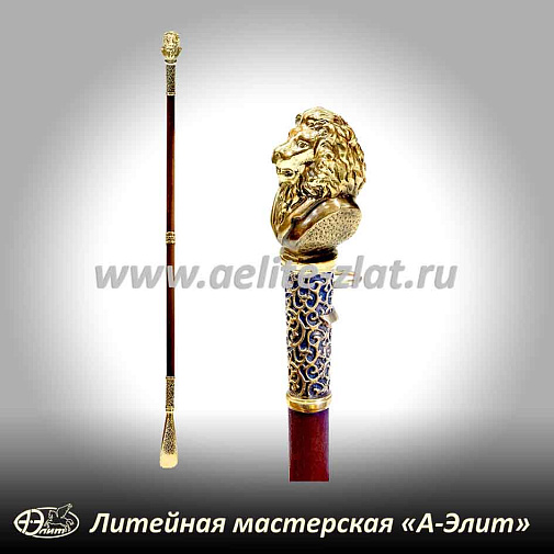 Бронзовая ложка для обуви лев джентельмен длинная